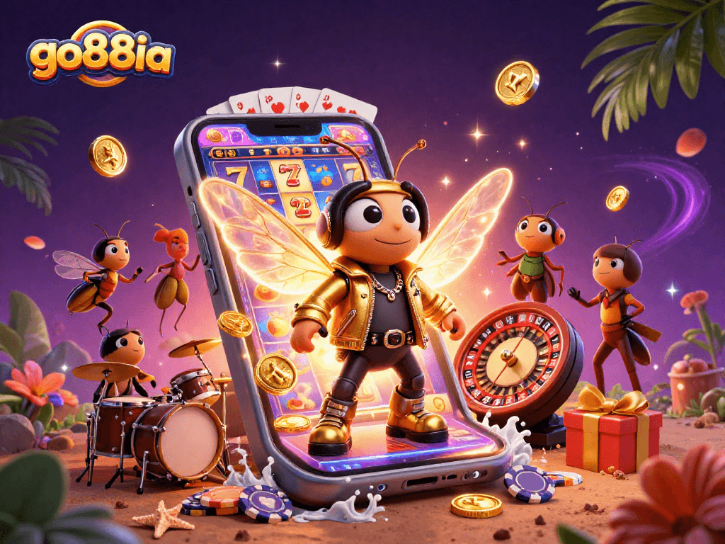 Engage with go88ia's thrilling slot adventures featuring vibrant characters and casino elements.
