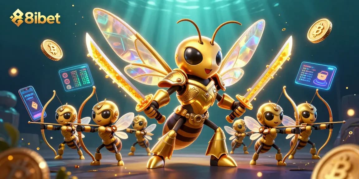 Engage with 88ibet's thrilling gaming experience featuring a dynamic scene of a samurai golden hornet and bee archers.