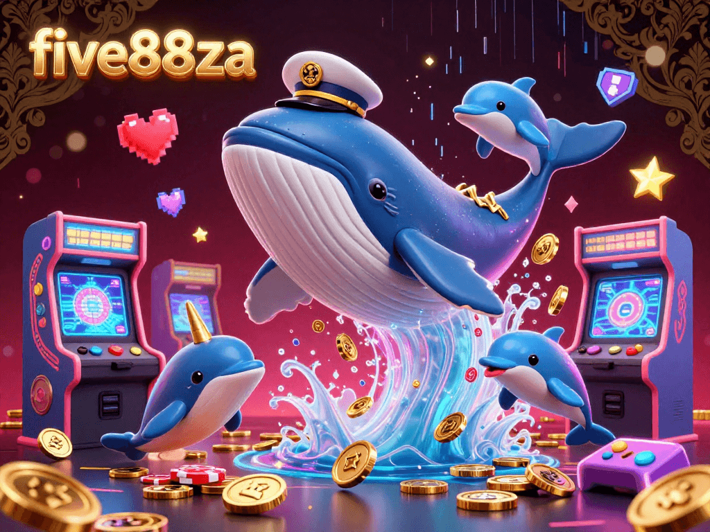 Experience exciting gaming with five88za featuring vibrant 3D characters and casino elements.