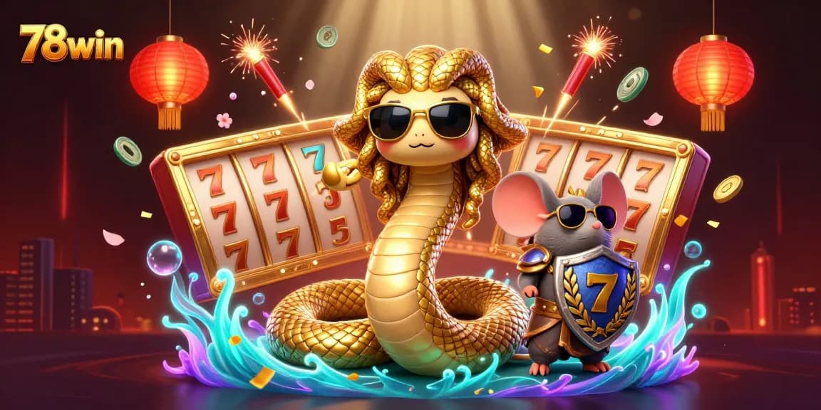 Experience thrilling gaming with 78win showcasing slots and dynamic characters for an immersive casino atmosphere.