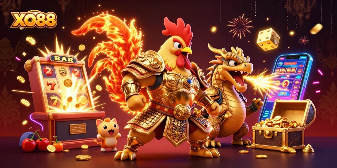 Experience XO88's vibrant 3D casino world with action-packed characters and exciting games.