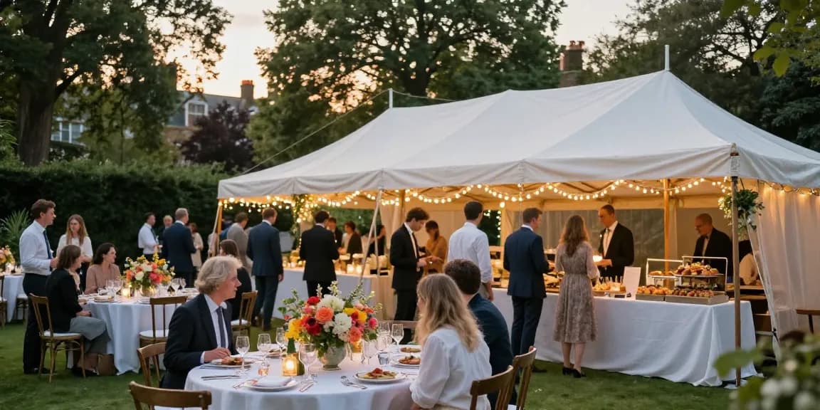 Stunning marquee hire London event with floral decorations and vibrant atmosphere.