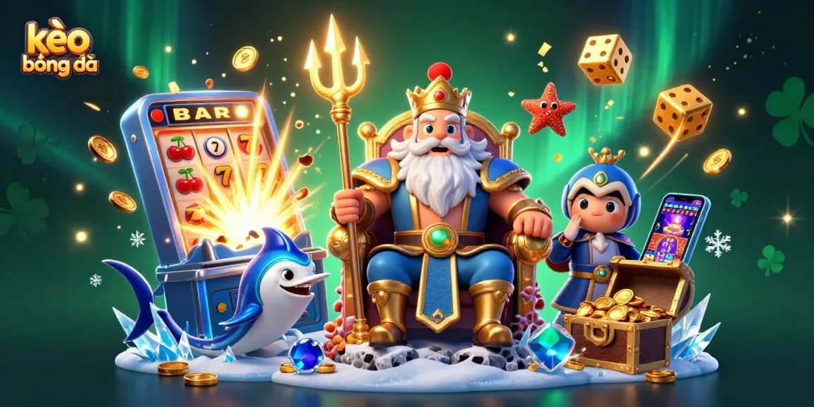Experience kèo bóng đá action in a dynamic scene with colorful casino elements and characters.