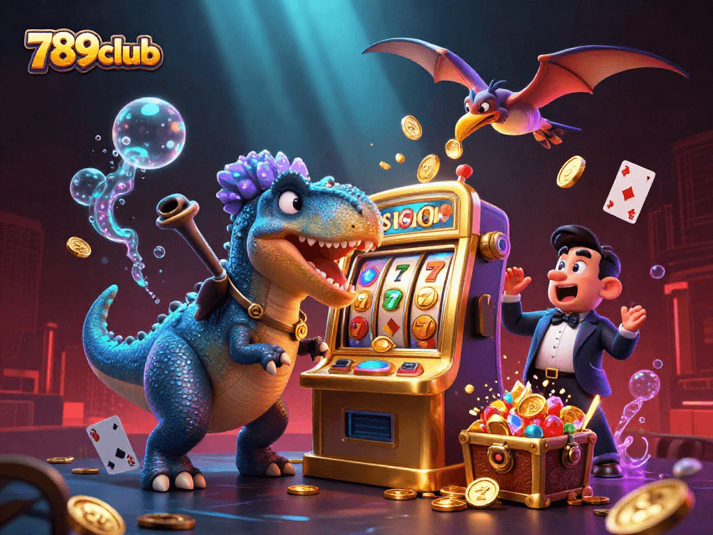 Experience thrilling jackpots at 789club with a dynamic casino scene featuring exciting characters and elements.