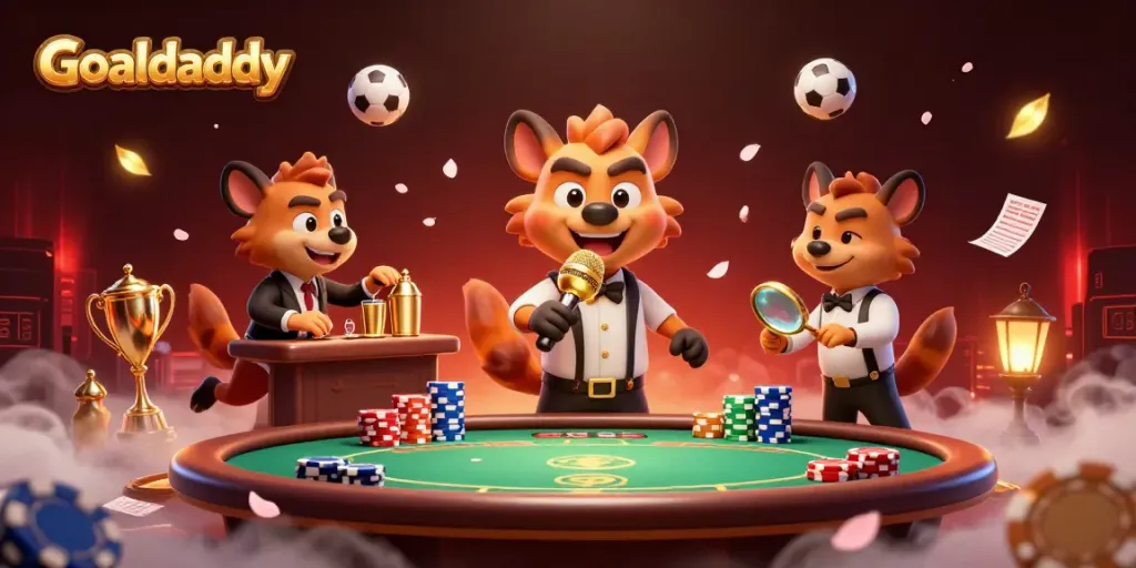 Engage in thrilling sports betting action with Goaldaddy in this vibrant 3D illustration.