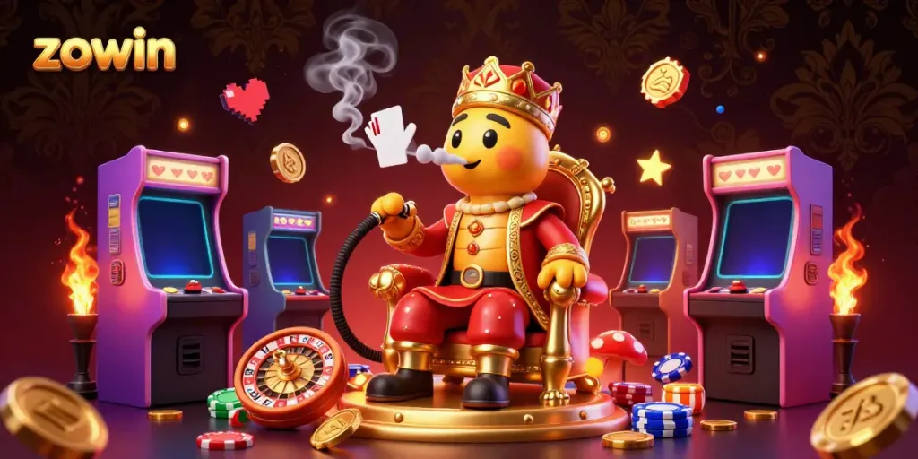 Experience thrilling gaming with Zowin's engaging features, including poker hands and vibrant casino elements.