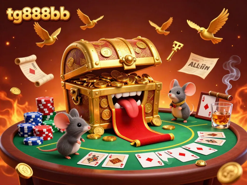 Experience the excitement at tg888bb with vibrant poker action and golden treasures in a 3D fantasy setting.