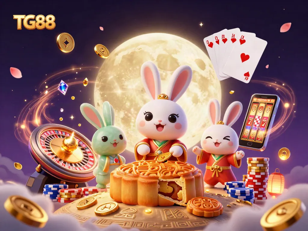 Engage in gaming excitement at TG88 with vibrant 3D casino motifs and lively elements.