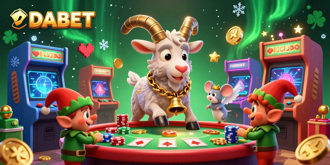 DABET highlights festive casino chaos with Krampus, angel mouse, and greedy gremlins stealing poker chips.