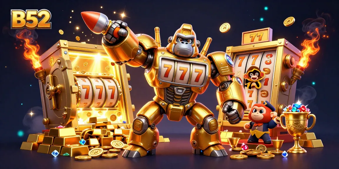 Experience thrilling gameplay with the B52 golden gorilla mech and jackpot reels.