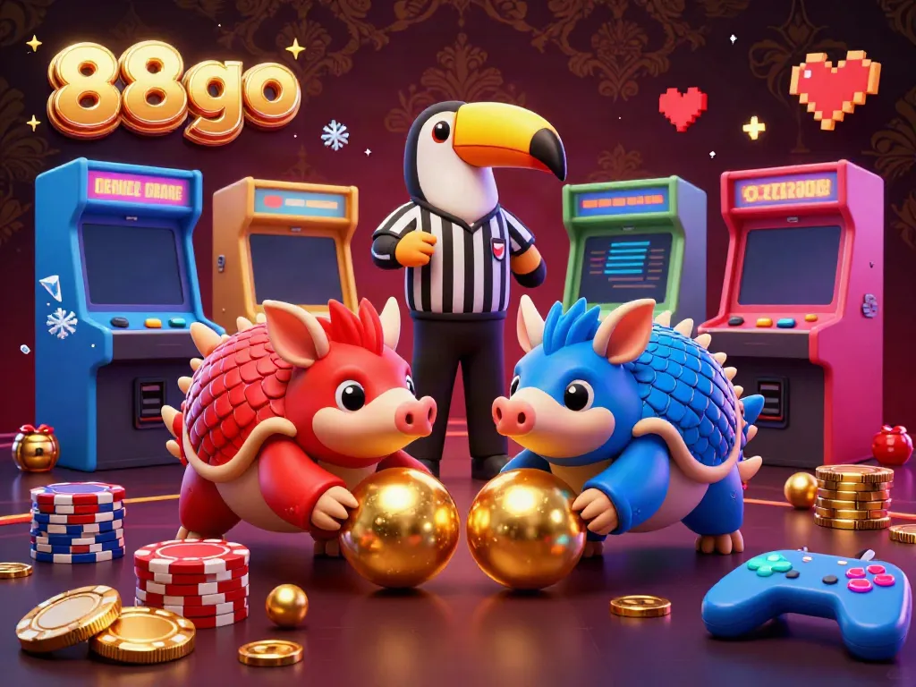 Join the exciting play at 88go, where rival pangolins roll through vibrant casino elements like poker chips and golden balls.