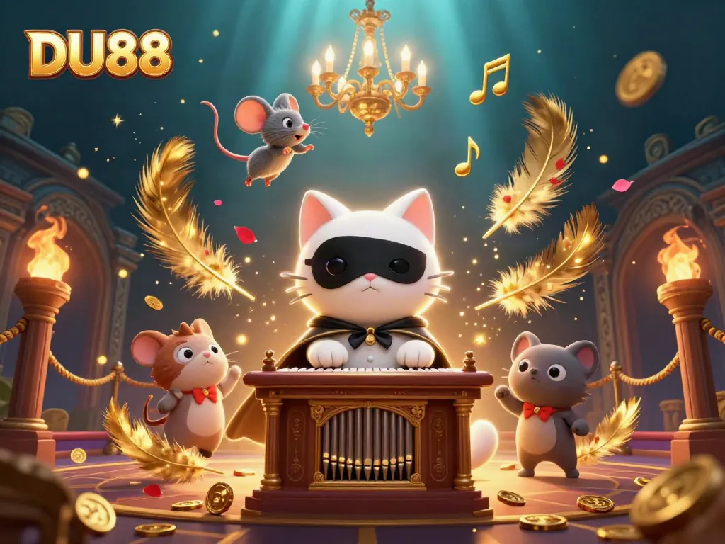 Experience thrilling games at DU88 Casino with the charming phantom cat entertaining guests.