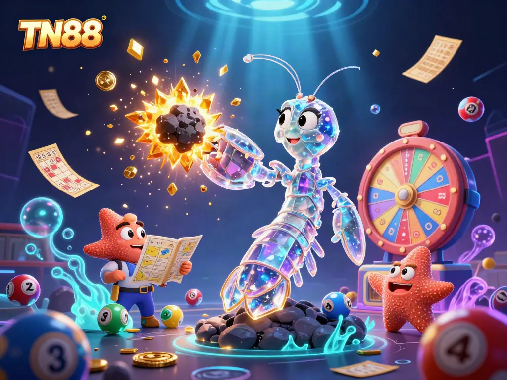 Engage in winning strategies with TN88 in a vibrant digital casino scene featuring dynamic game elements.