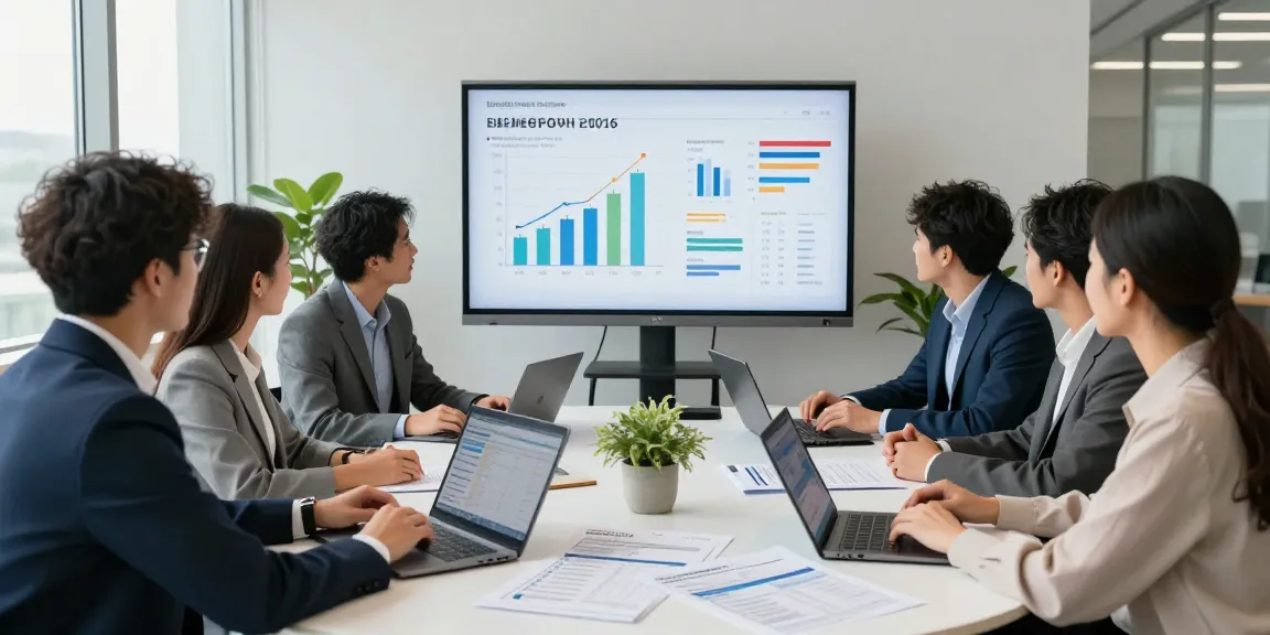 Business energy comparison UK meeting with professionals analyzing quotes and data in a modern office.