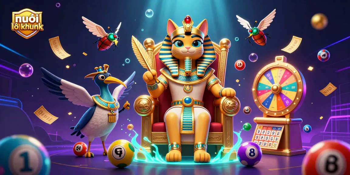Engage in nuôi lô khung with a vibrant illustration of a pharaoh cat and lottery elements.