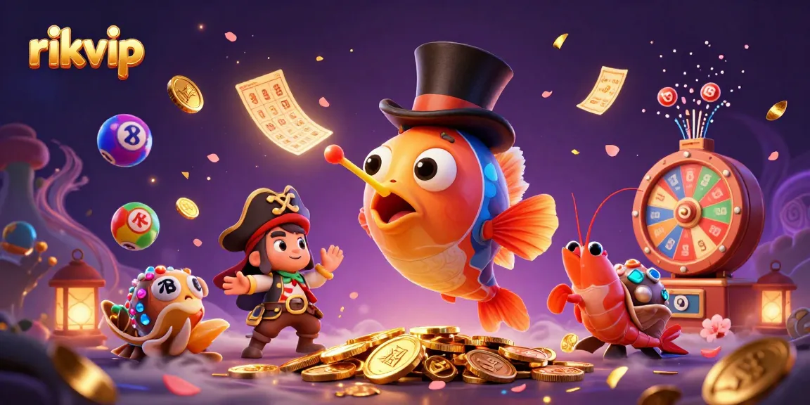 Experience exciting wins at rikvip with dazzling casino jackpot scenes featuring colorful elements and lively characters.