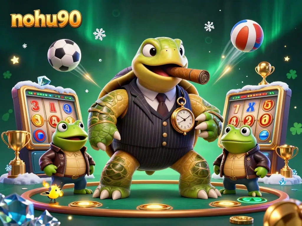 Experience the thrilling casino atmosphere with nohu90, featuring playful characters and vibrant game elements.