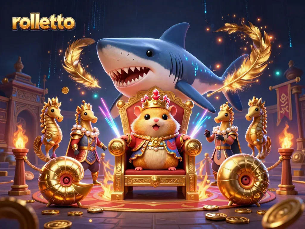 Spin to win at Rolletto Casino featuring the golden hamster king and royal guards!