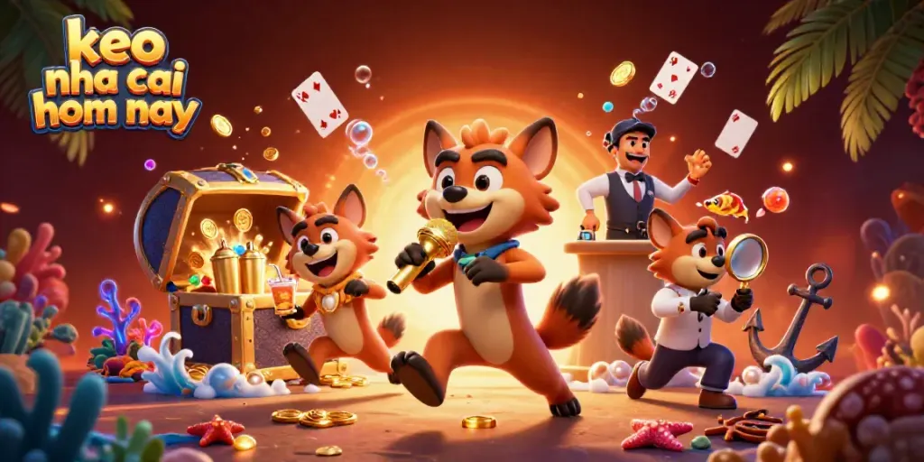 Experience interactive fun at keo nha cai hom nay with animated hyenas in a vibrant casino setting.