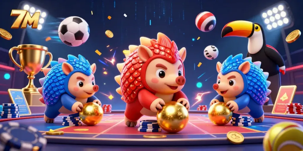 Experience thrilling sports betting action with 7M's colorful pangolins and dynamic game elements.