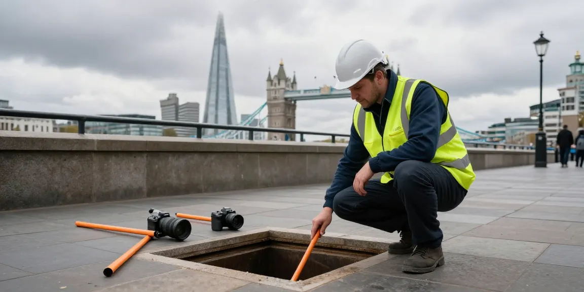 Expert drainage services in London being performed by a professional engineer inspecting a drainage system