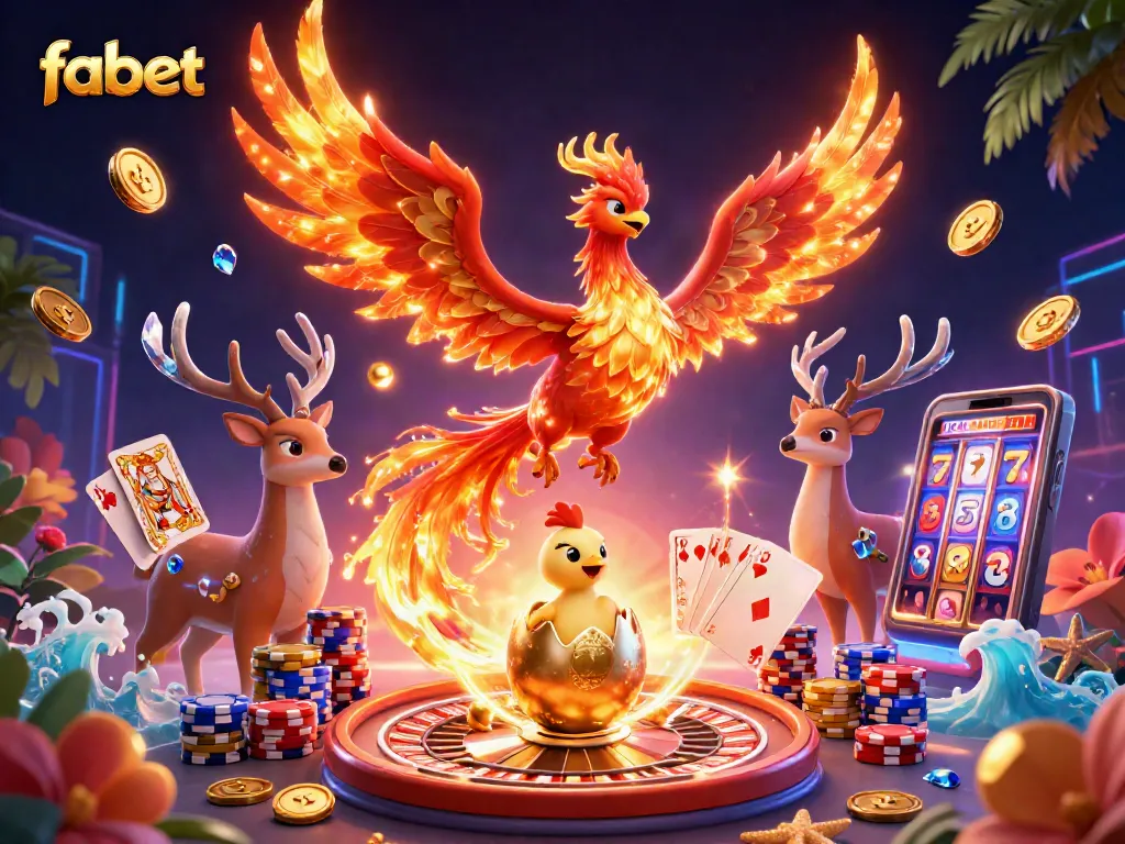 Experience thrilling wins at fabet with vibrant casino elements and magical characters.