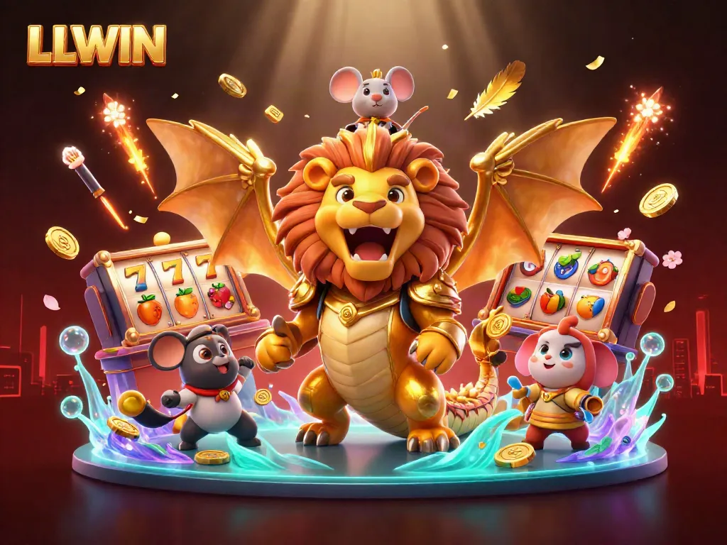 Experience thrilling gaming adventures with LLWIN, featuring a 3D chimera and casino elements.