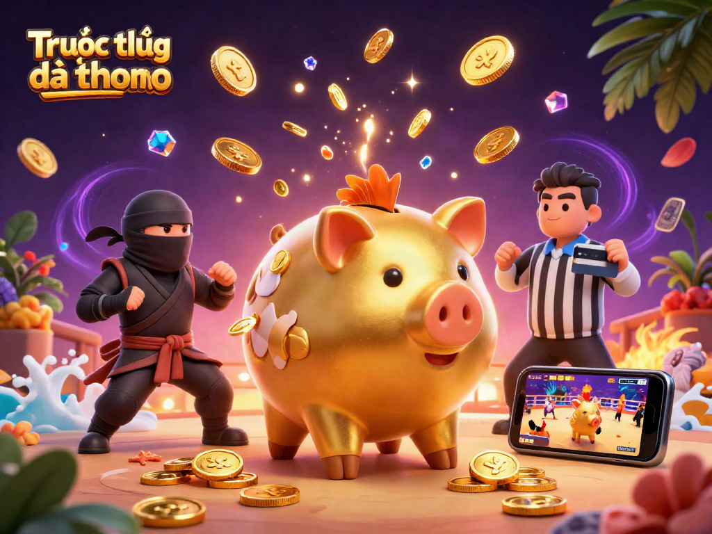 Watch Trực tiếp đá gà thomo in action, featuring a dynamic cockfighting arena and engaging characters.