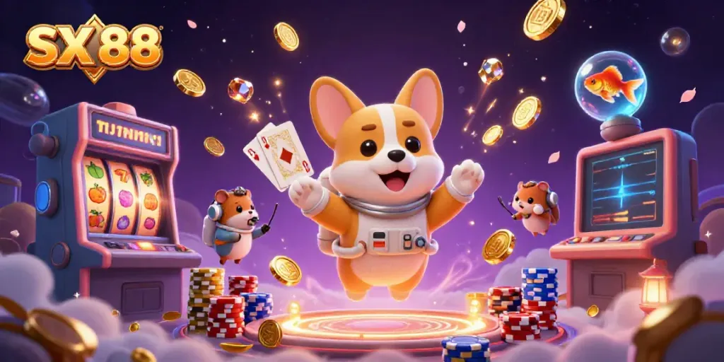 Experience fun and winning moments with SX 88 in a vibrant casino scene.