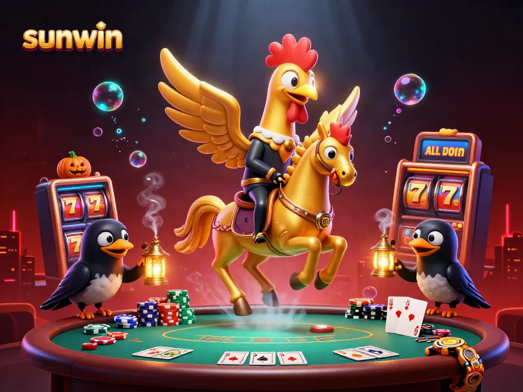 Explore the mesmerizing world of sunwin with a vibrant casino illustration depicting gaming action and excitement.