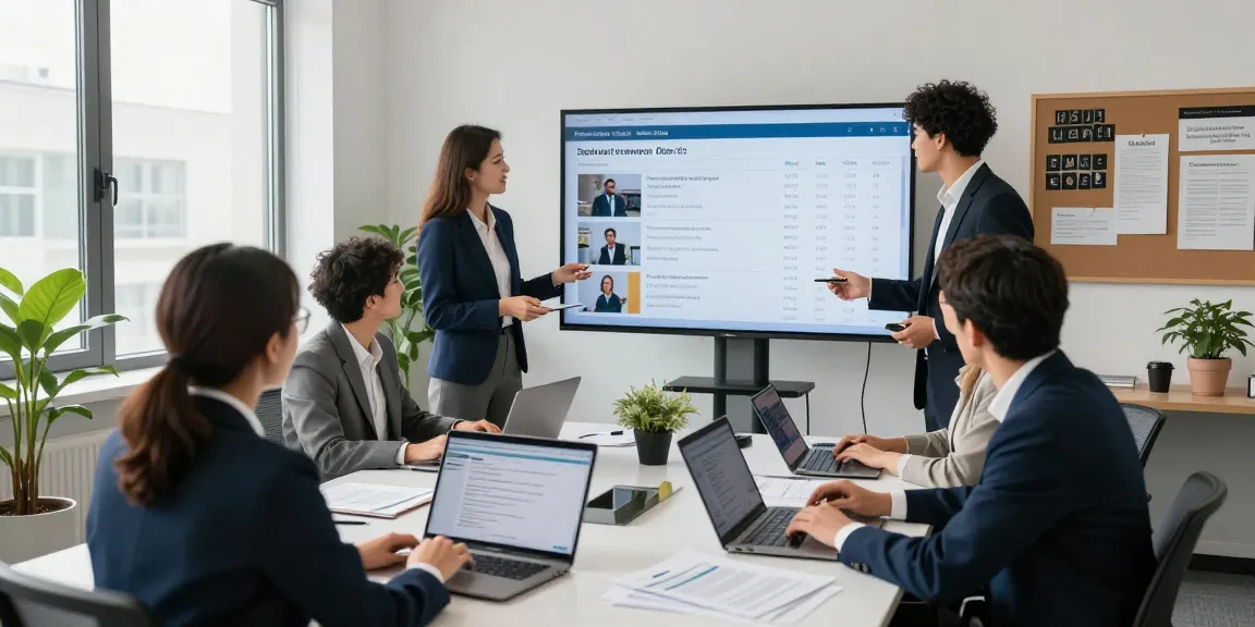 Team collaborating in a modernes Inkassobüro, showcasing effective debt recovery strategies and technology.