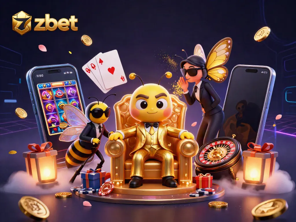 Experience thrilling gaming at Zbet with a vibrant scene featuring dynamic casino elements.