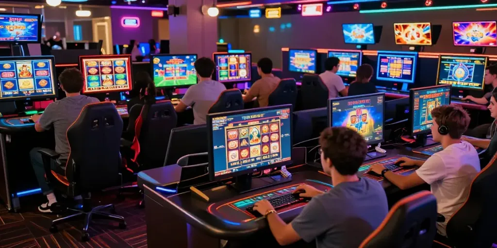 Exciting 98win online gaming atmosphere with players enjoying various games
