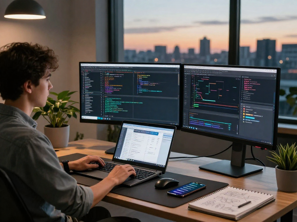 lavowin login in a vibrant tech workspace with developers collaborating.