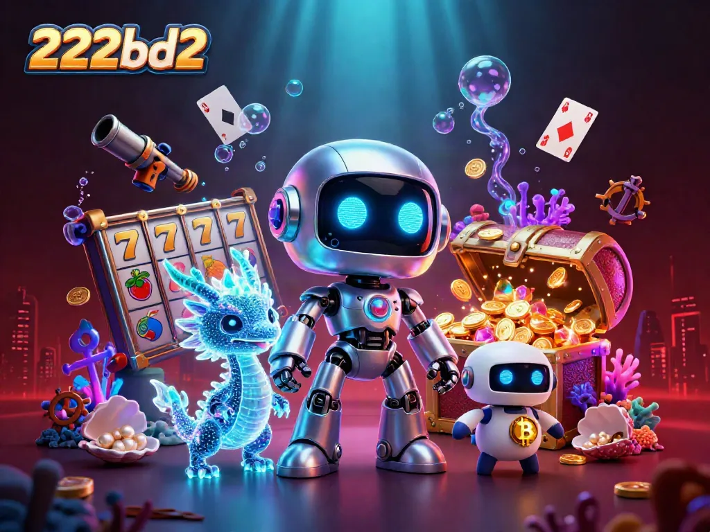 Engage in high-stakes gaming adventures with 222bd2 in a vibrant casino-themed illustration.