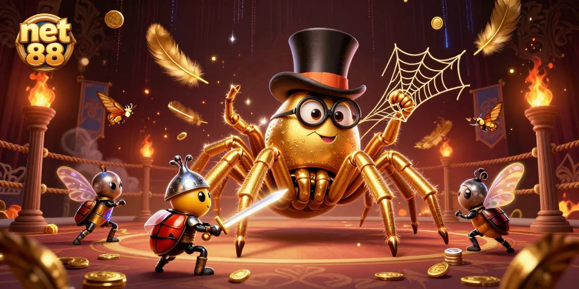 Engage with net 88’s vibrant casino adventures featuring a golden spider and brave beetle.
