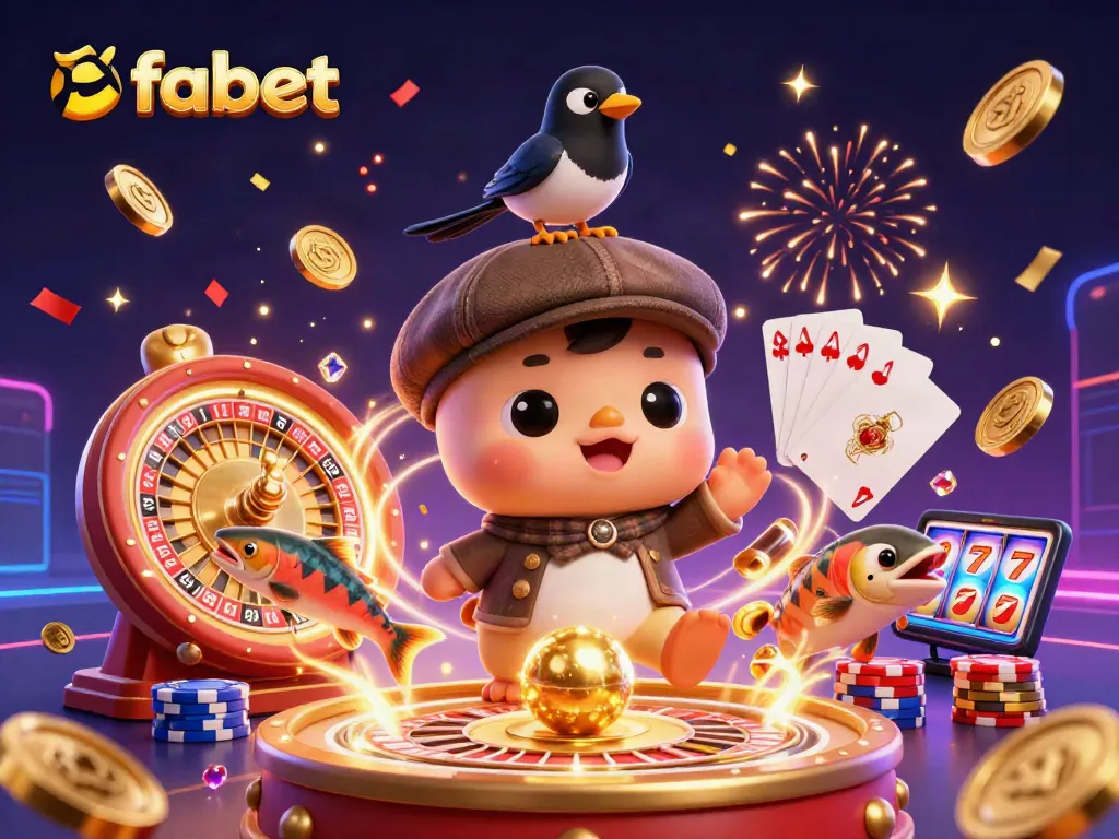 Experience the excitement of fabet with playful characters and dynamic casino elements for an engaging gaming atmosphere.