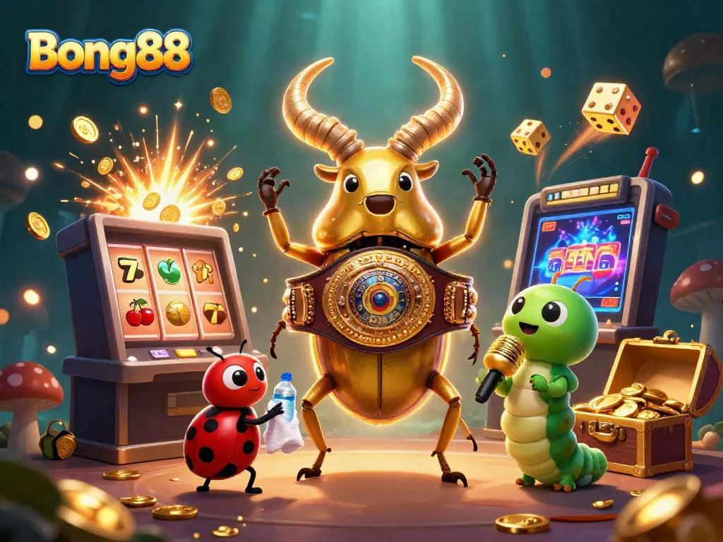 Bong88 showcases a thrilling casino scene with dynamic characters and vivid gaming elements.