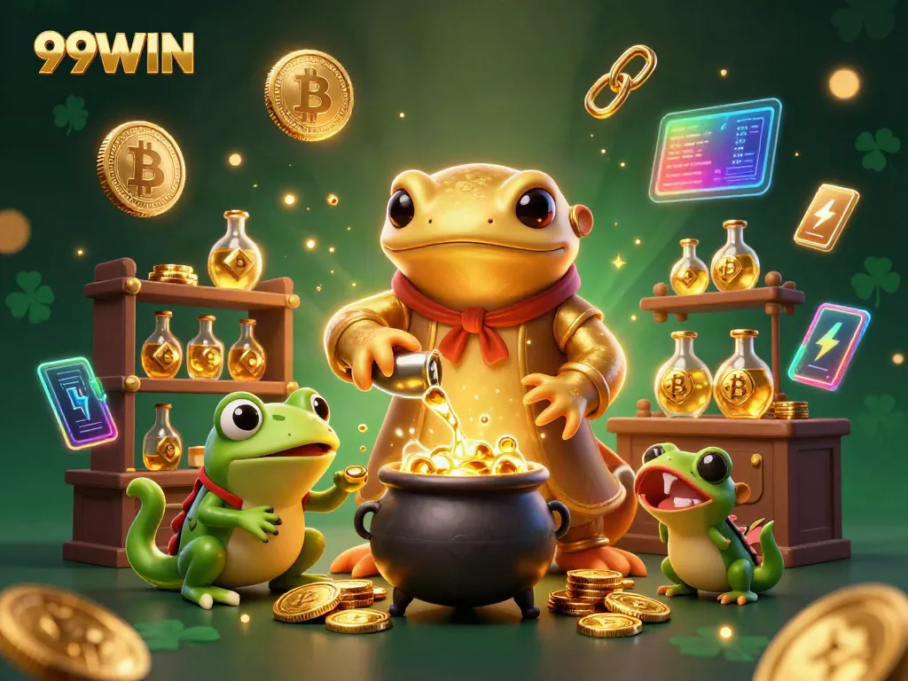 Experience the enchanting world of 99WIN with vibrant characters and casino elements blending seamlessly.