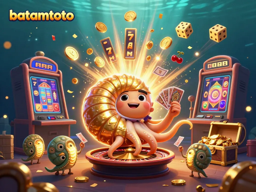 Engage with batamtoto in an enchanting casino realm featuring a unique nautilus roulette and vibrant slot machine.