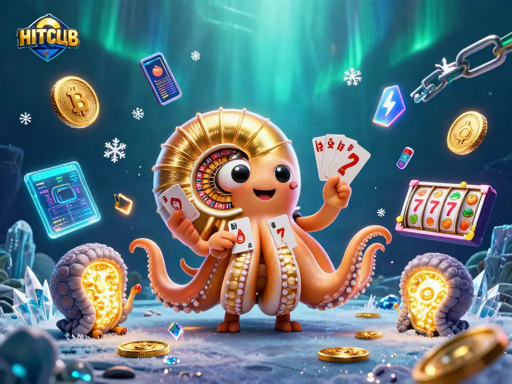 Experience thrilling HITCLUB gaming with a captivating scene of 3D characters and sparkling casino elements.