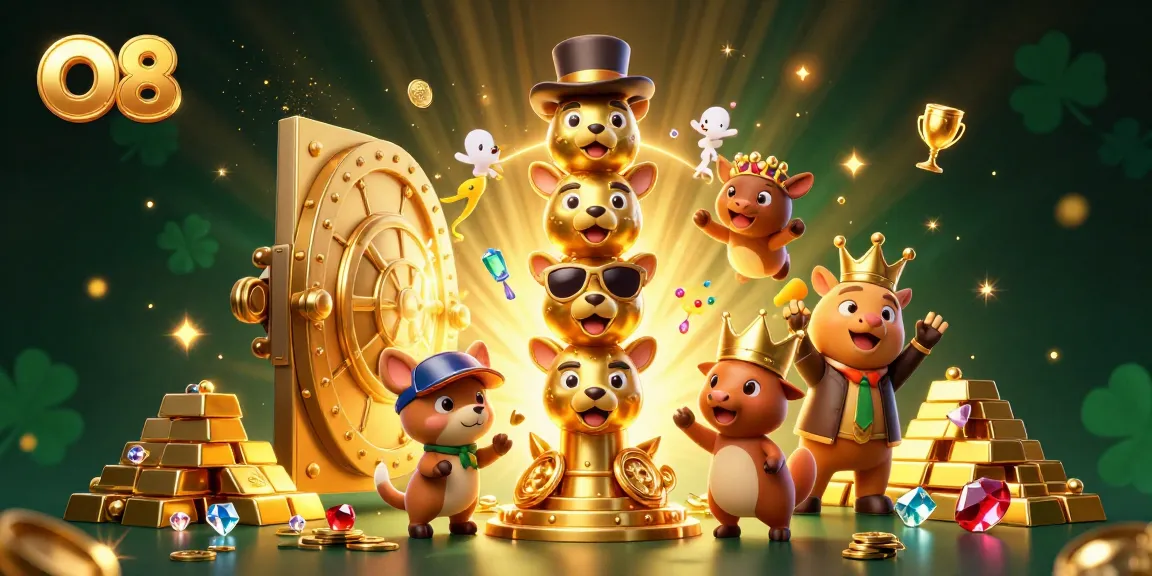 O8 showcases a lively casino scene with a golden totem and treasure elements, inviting players to join the fun.