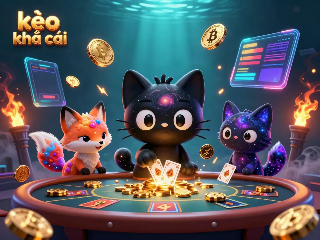 Engage with kèo nhà cái in a vibrant cosmic casino scene featuring a gravitational black hole cat.