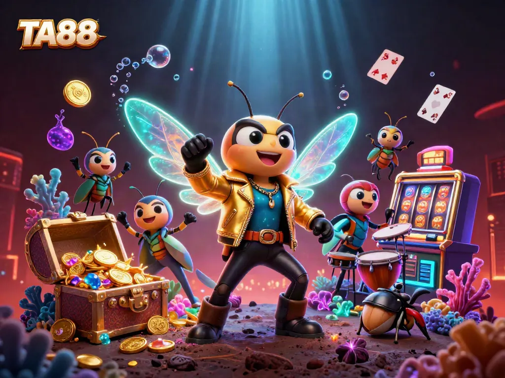 TA88 players spin the vibrant jackpot slots amidst an energetic rock festival scene.
