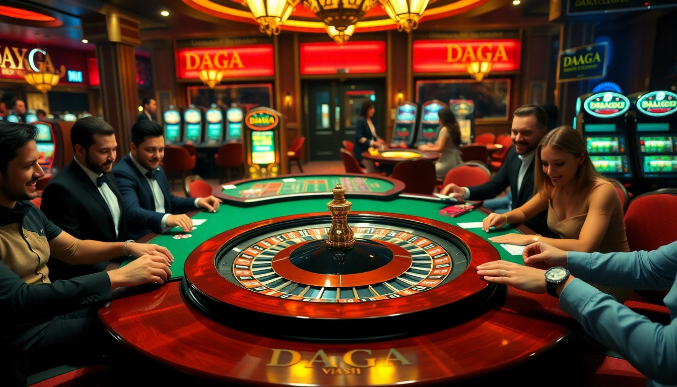 DAGA branded casino scene showcasing players engaged in thrilling roulette action.