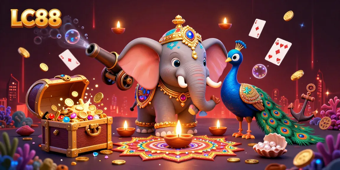 Experience the excitement of LC88 with vibrant casino-themed characters and dynamic game elements.