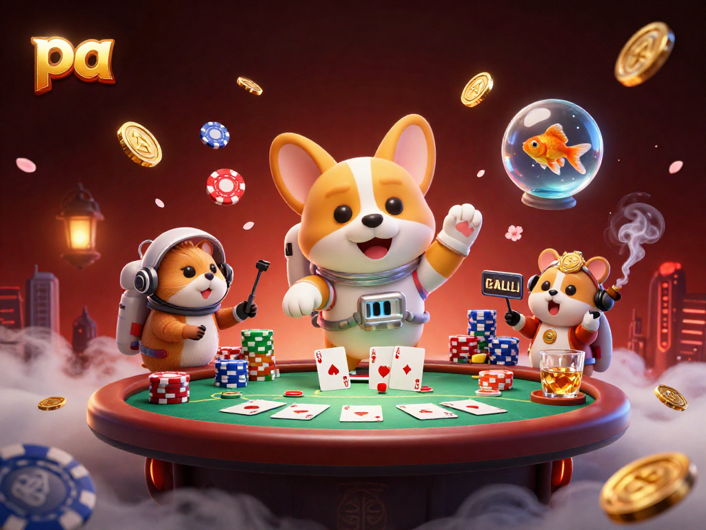 Experience thrilling gaming action with pa in a vibrant casino space scene featuring cards and chips.