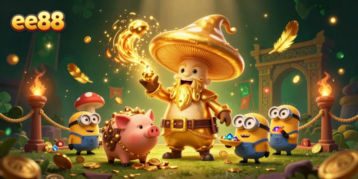 Experience the excitement of ee88 casino with a magical golden wizard in a rich 3D scene.