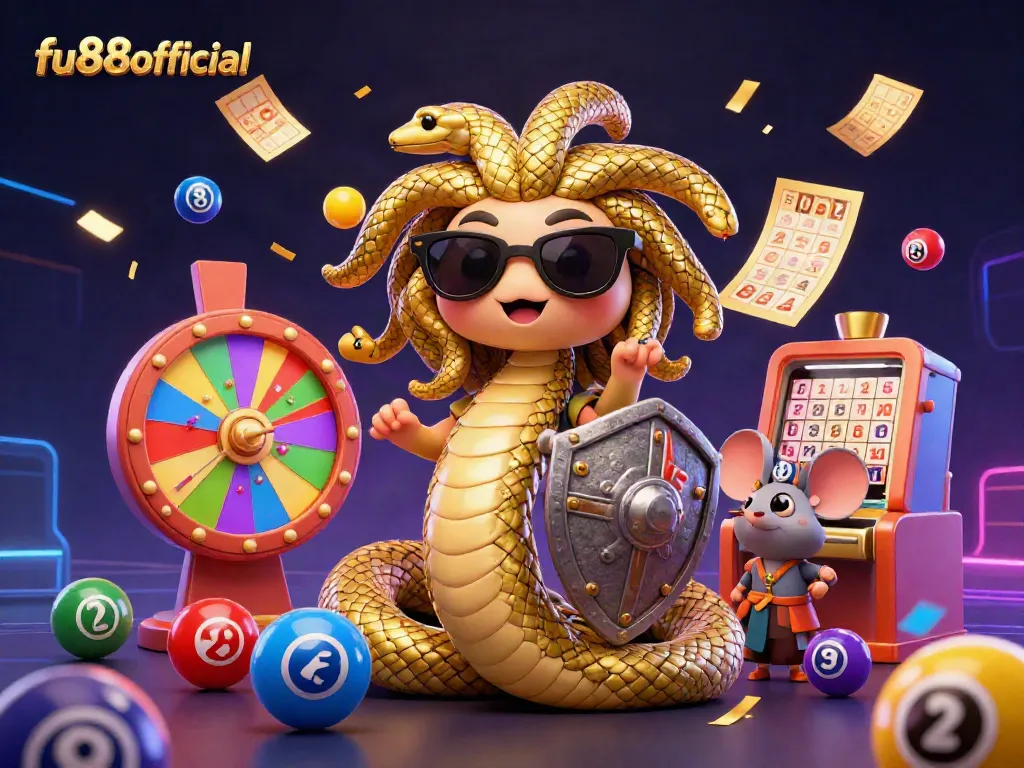 Experience thrilling fun at fu88offical with a lively casino scene featuring Medusa and a warrior mouse.