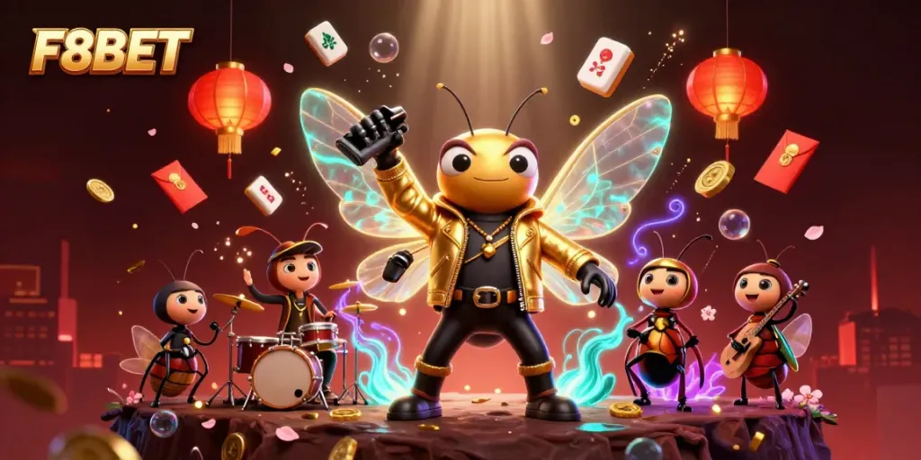 Experience the dynamic casino world of F8BET with vibrant characters and game elements.